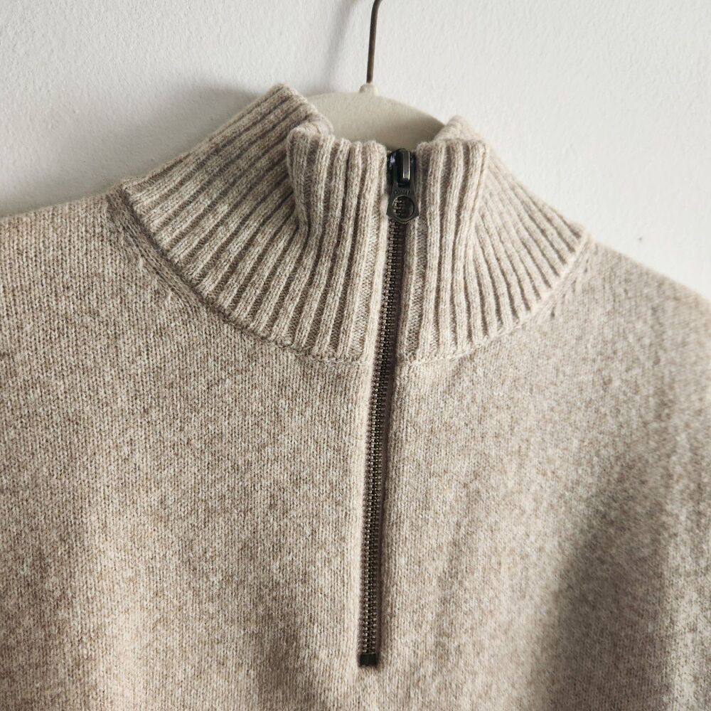 J.Crew 100% Lambswool Half-Zip Sweater XL oatmeal layer office old money layer - Picture 6 of 9